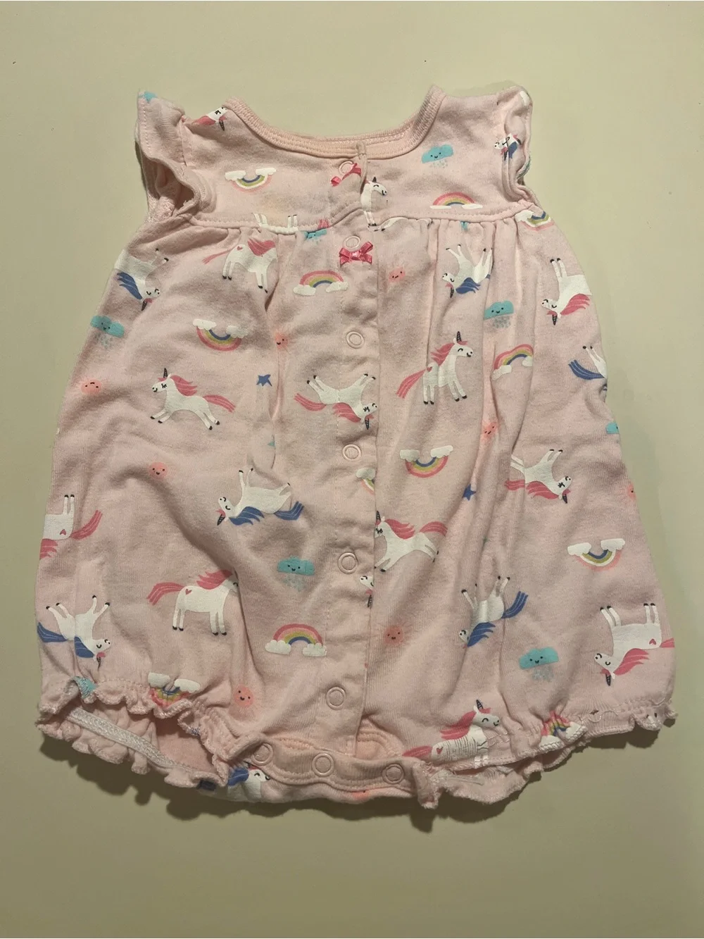 Carters Pink Unicorn Print Baby Girl Romper Size 6M